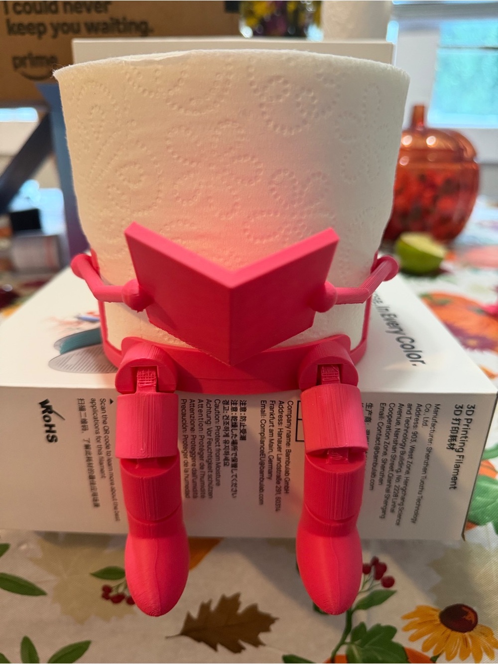 Novelty Hot Pink Toilet Paper Holder for Parties and Home Decor